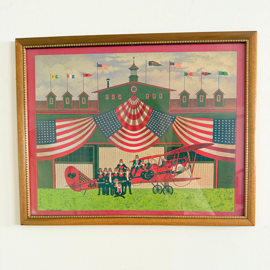 Americana Aviation Vintage Gallery Wall – Charles Wysocki Prints & 1970s Americana Illustrations 30" x 30"