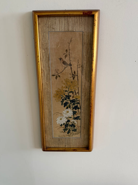 European Cottage Botanical Landscape Vintage Gallery Wall - Silk Painting & Floral Pottery