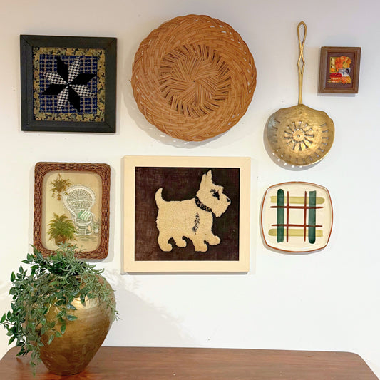 Rustic Cottagecore Vintage Gallery Wall - Brass, Basket, & Folk Art
