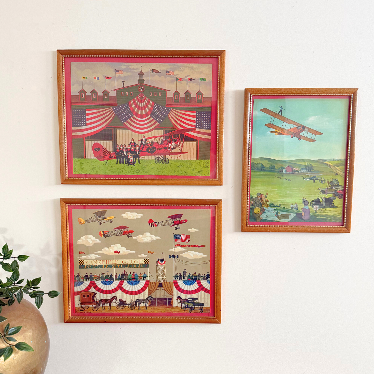 Americana Aviation Vintage Gallery Wall – Charles Wysocki Prints & 1970s Americana Illustrations 30" x 30"