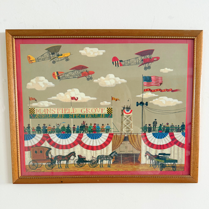 Americana Aviation Vintage Gallery Wall – Charles Wysocki Prints & 1970s Americana Illustrations 30" x 30"