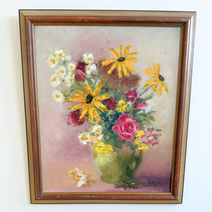 Sunset Seaside Vintage Gallery Wall - Large Paintings & Wood-Framed Mirror 65" x 60"