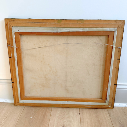 Sunset Seaside Vintage Gallery Wall - Large Paintings & Wood-Framed Mirror 65" x 60"