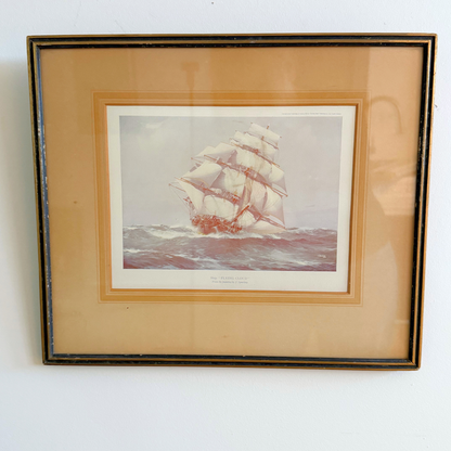Nautical Coastal Vintage Gallery Wall - Wall Tapestry & Brass Detail 32" x 32