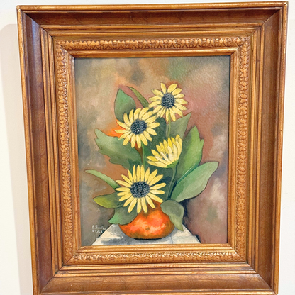 Midcentury Parisian Apartment Vintage Gallery Wall - Oil Paintings & Brass Accent 36" x 32"