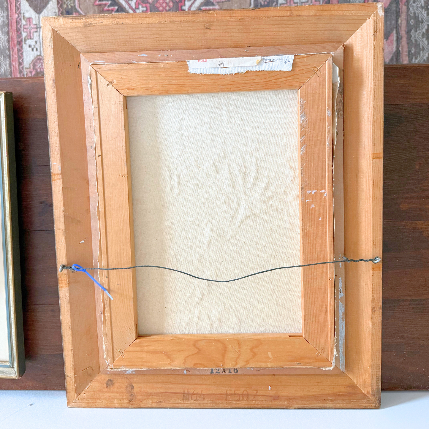 European Cottage Botanical Landscape Vintage Gallery Wall - Silk Painting & Floral Pottery 36" x 42"