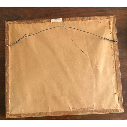 European Cottage Botanical Landscape Vintage Gallery Wall - Silk Painting & Floral Pottery 36" x 42"