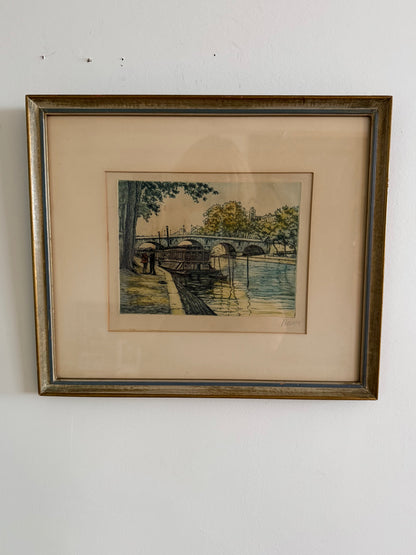 European Cottage Botanical Landscape Vintage Gallery Wall - Silk Painting & Floral Pottery